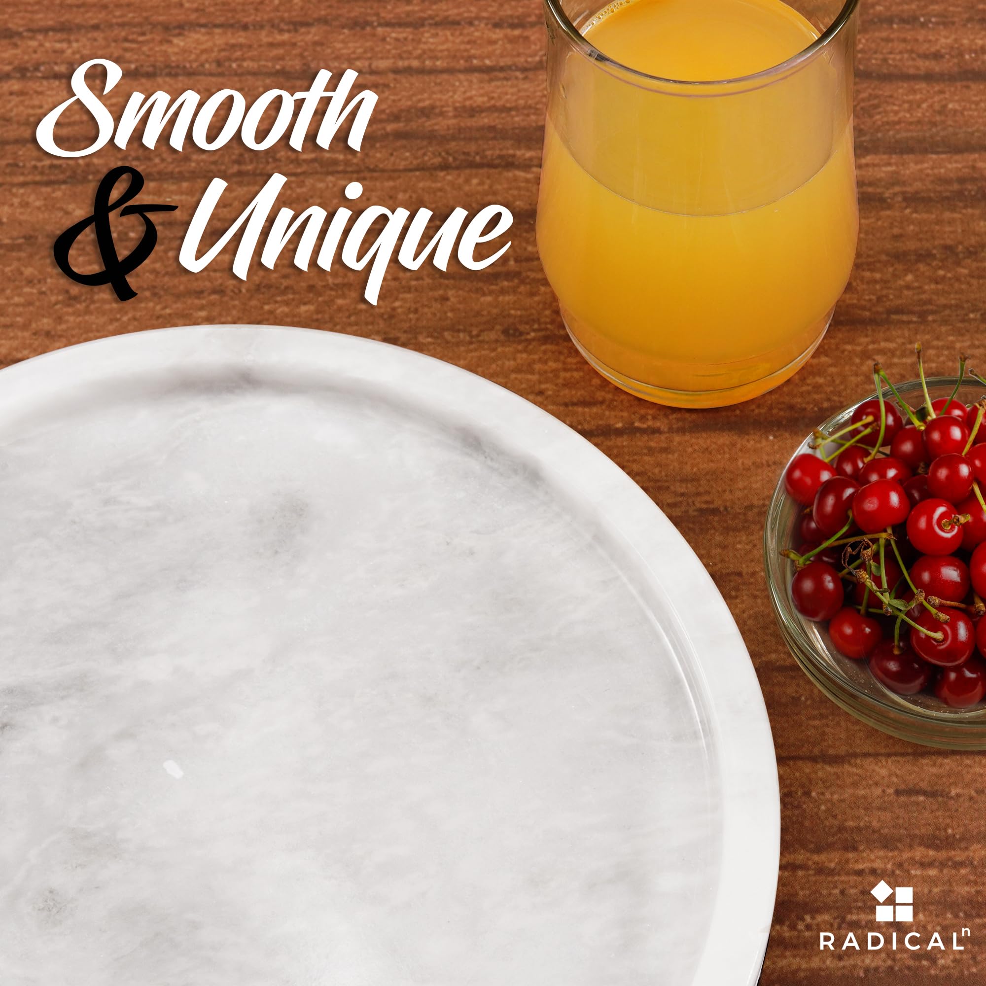 Radicaln Marble Tray White 10'' Inch Handmade Coffee Table Tray For Kitchen Countertop - Makeup Storage Vanity Tray - Tabletop D